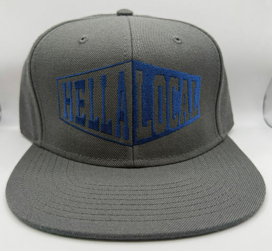 Hella Local Snap Back - Blue on Gray