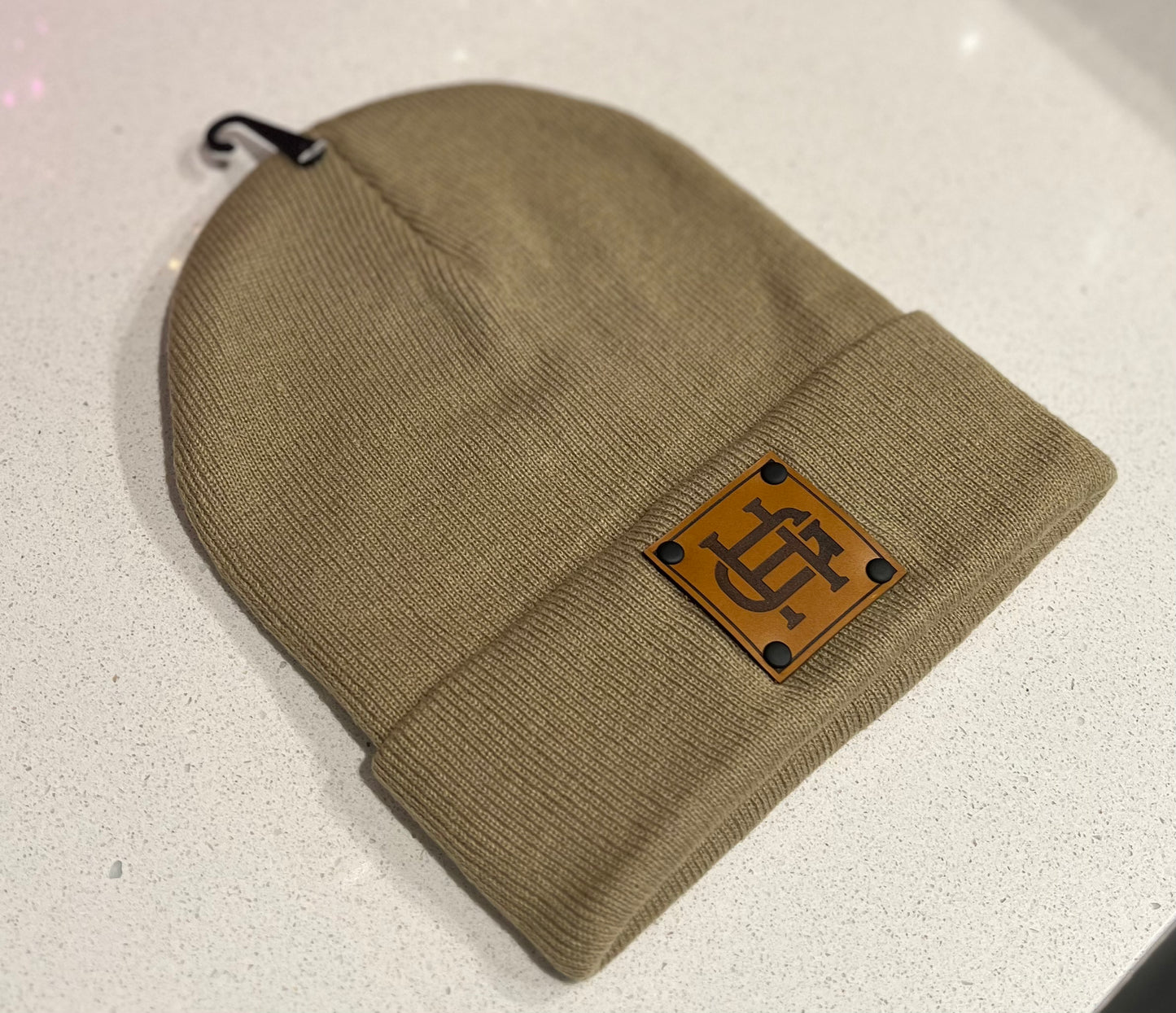 HG Monogram Leather Patch Beanie